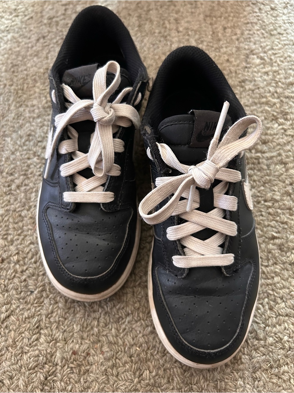 Nike Kids Black Sneakers with Cream Laces